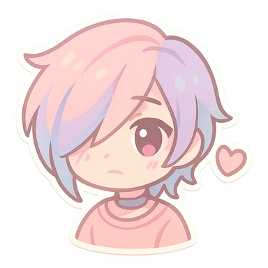 pastel emo profile picture with a heart accent, cute, expressive, minimal sticker