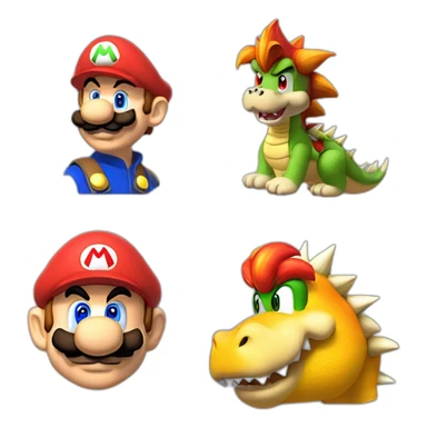 mario avec peach et bowser sticker