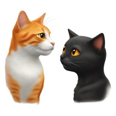 Orange cat and black cat kissing sticker