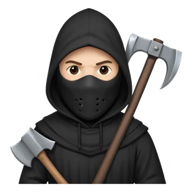 an executioner with a black hood/ sheet on his face so we can't see his face and a big axe in his hand sticker