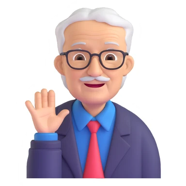 elderly man, 60 years old, friendly expression sticker