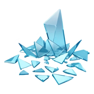 3D render of Broken Glass Shards, forensic investigation aesthetic, sterile clinical lighting, cool blue undertones, sharp high-contrast details, professional clean look. sticker