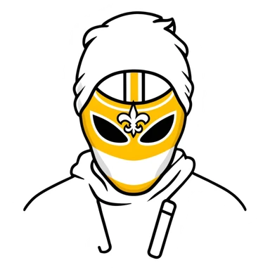 Louisiana themed ski mask with New Orleans Saints black and gold colors sticker