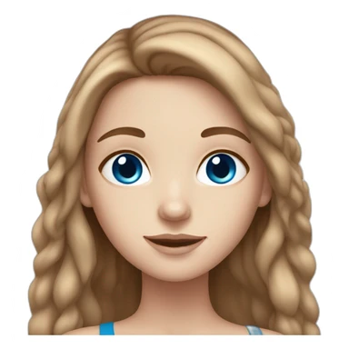 white girl with blue eyes, long brown hair and freckles  sticker