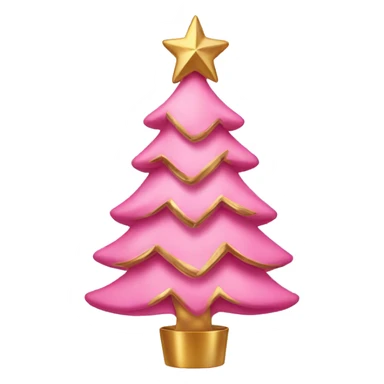 A pink Christmas tree with bows and gold sticker
