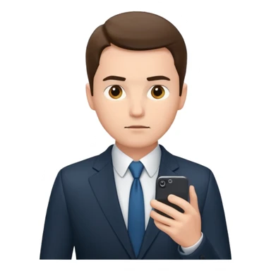 bussiness man using phone, looking to it sticker
