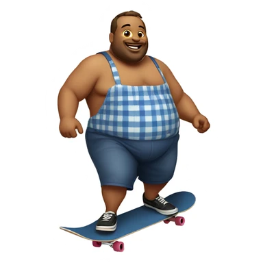 shirtless fat guy skateboarding in an apron sticker