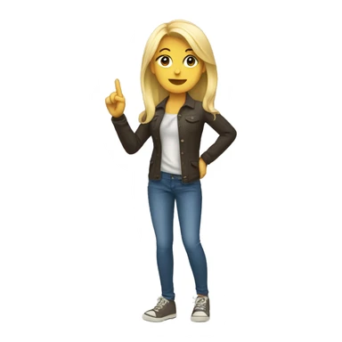 blonde girl pointing finger with body sticker