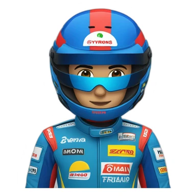 Aytron senna with a blue cap and red racing suit sticker