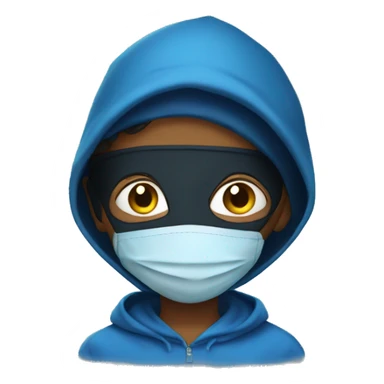 A boy in Blue hoody with mask sticker