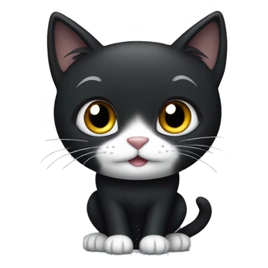 black cat with a white chin and white paws sticker