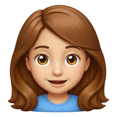 EMOJI IOS SOLO CARA NIÑA 3 AÑOS PELO LARGO, ONFULADO, MARRON, Y OJOS MARRONES. SONRIENDO, SIN CUELLO Y FONDO TRANSPARENTE sticker