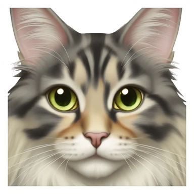 Maine coon dilute Calico half face colored and light green eyes sticker