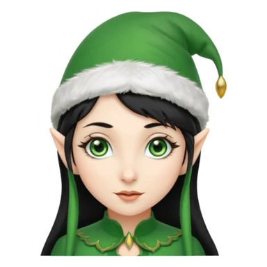 elf girl with elf hat, black hair sticker