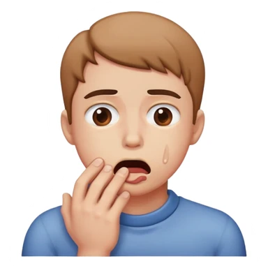 person choking themselves while looking awkward  sticker