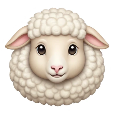Cinematic Cute Sheep Portrait Emoji, Head tilted playfully and inquisitively, featuring a fluffy, pristine white fleece with soft, perky ears, round, sparkling gentle eyes filled with curiosity, Simplified yet irresistibly adorable features, highly detailed, glowing with a warm, friendly glow, high shine, affectionate and mellow, stylized with a touch of pastoral whimsy, bright and endearing, soft glowing outline, capturing the essence of a mischievous yet loving sheep, so playful it feels like it could graze out of the screen and into your arms! sticker