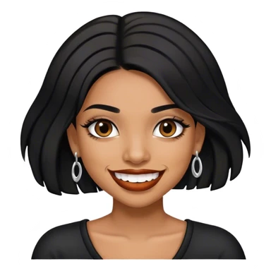 Girl with black shoulder length hair and Latina makeup and grillz sticker