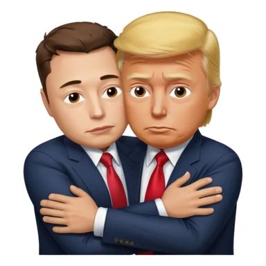 sad realistic elon musk with donald trump hugging him sticker