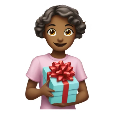 girl holding gifts in her hands against the backdrop of the Eiffel Tower sticker