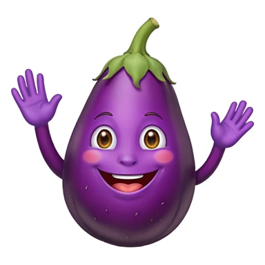 Eggplant saying hi sticker