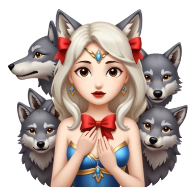Goddess with bow surrounded by wolfs sticker