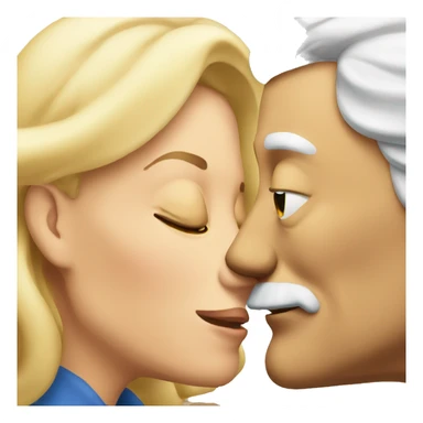 An old man kisses blonde woman sticker