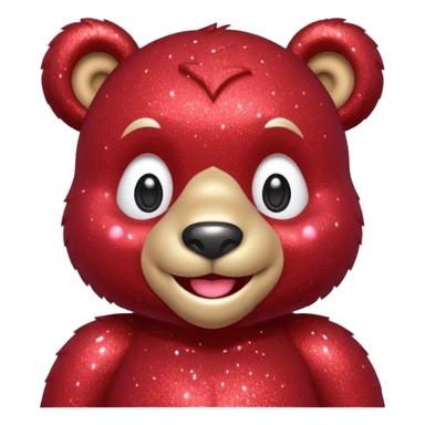 red glitter sweet bear Happy  sticker