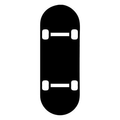 A skateboard in a black filled icon style, with a grip tape. sticker