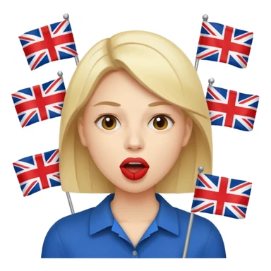 a woman is talking and English flags are coming out of her mouth sticker