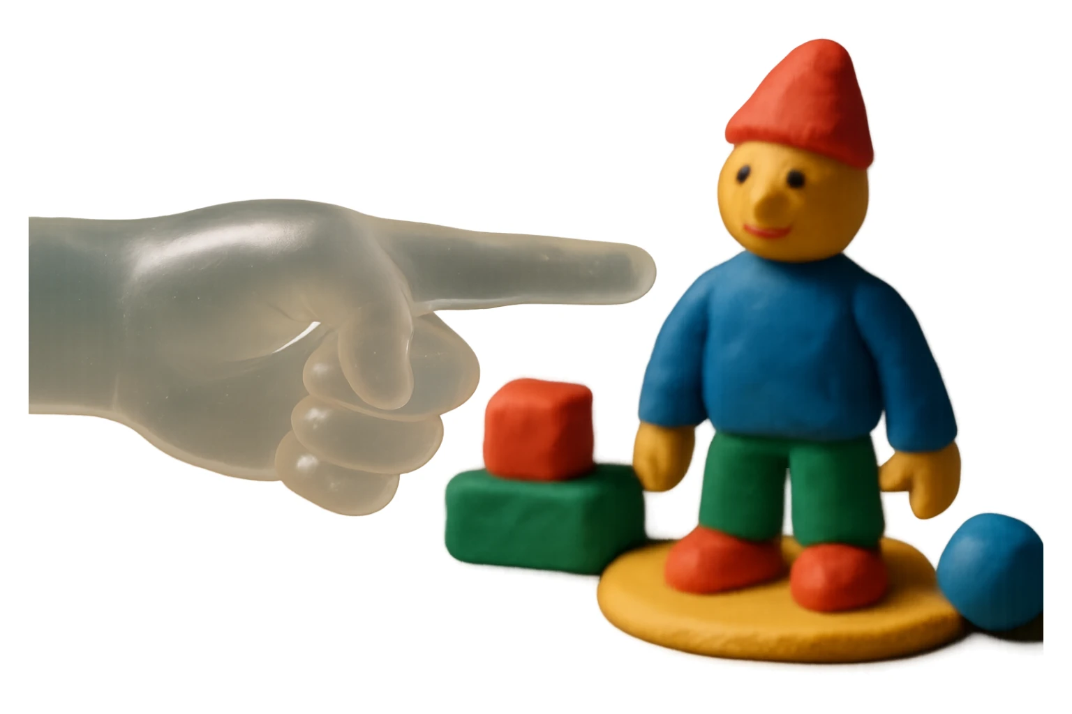 highly detailed, hyper-realistic clear-skin hand with pointer finger out, made of soft, cloudy, transparent plastic like 90's retro toy or gummy, soft, subtle reflections, squishy and appealing, no background transparent, extremely high-quality, awesome appearance sticker