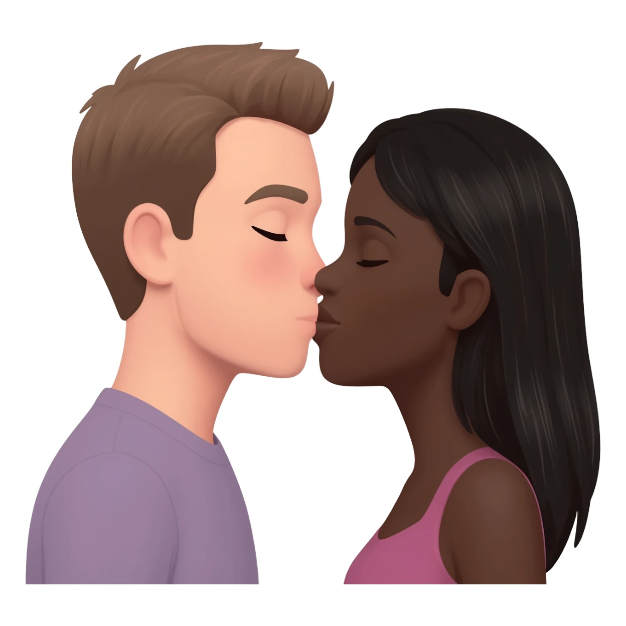 White guy short hair and black lady kissing sticker