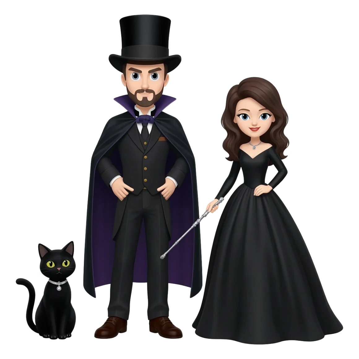 magician couple and their pet cat sticker