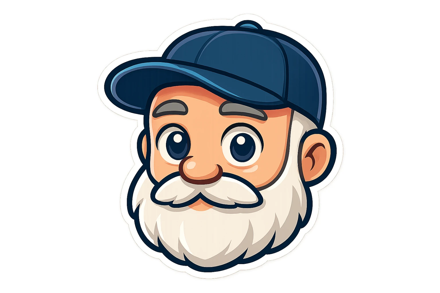 Add a baseball cap and make the beard longer, keeping the YouTube chat emoji style. sticker