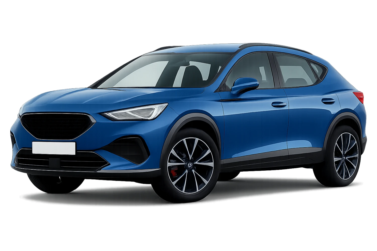 Make the car color 10% brighter while keeping the background transparent and the logo removed. Preserve all original details and style of the car in the image. sticker