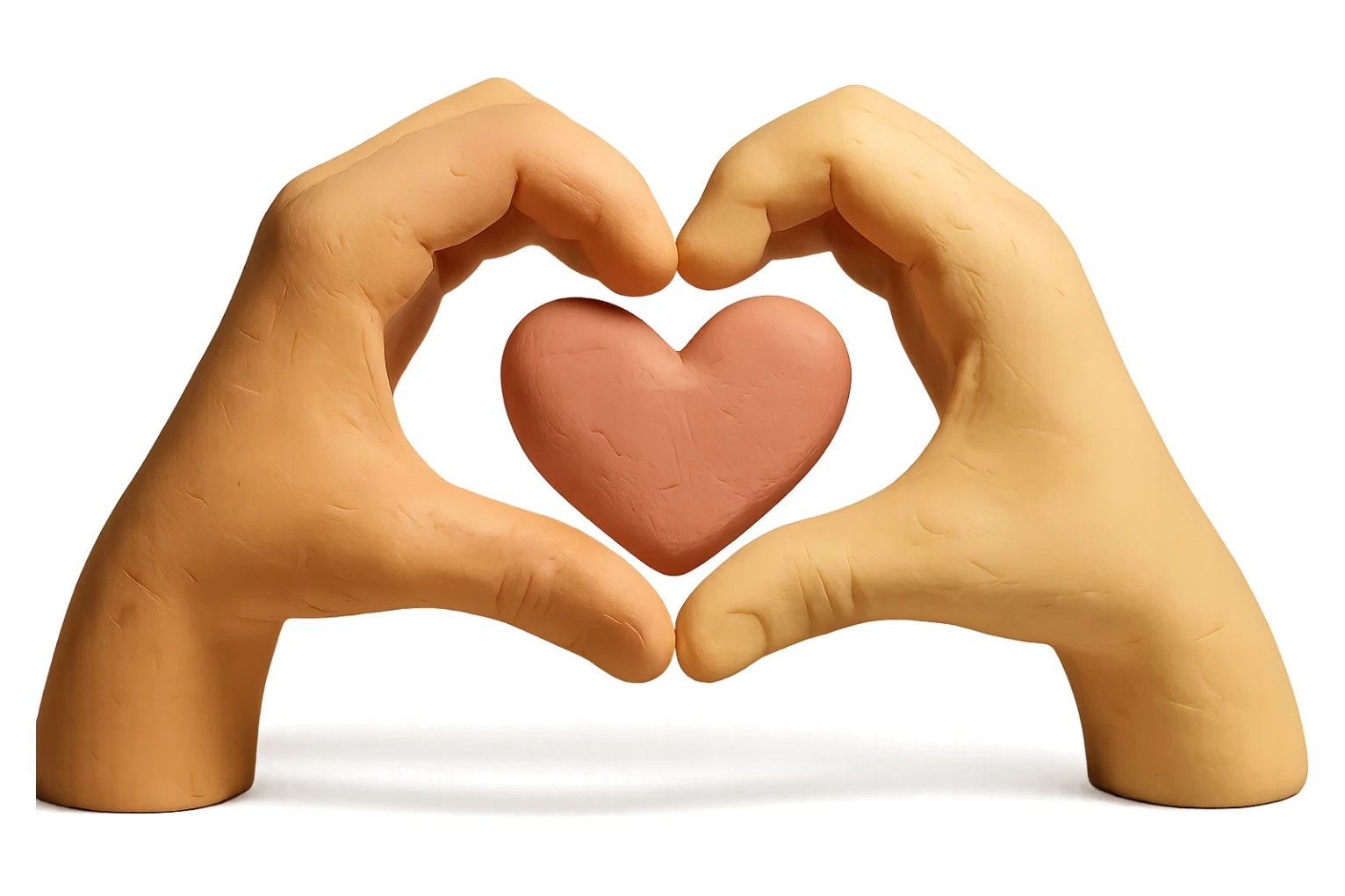heart hands icon, hands forming a heart, matte clay texture, pastel colors sticker