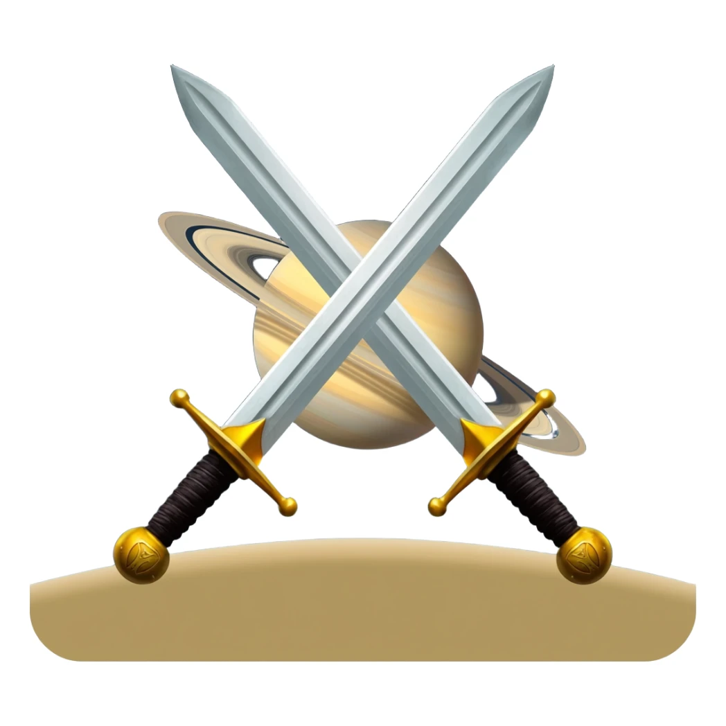 Saturn which is crossed by 2 swords sticker