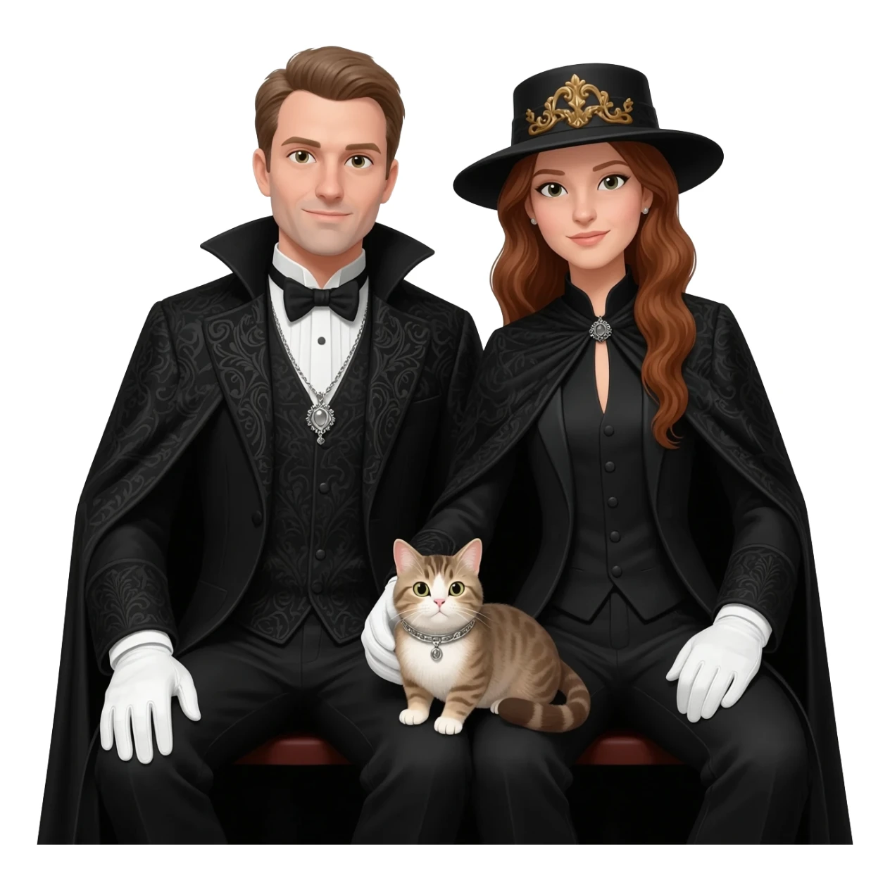 magician couple and their pet cat sticker