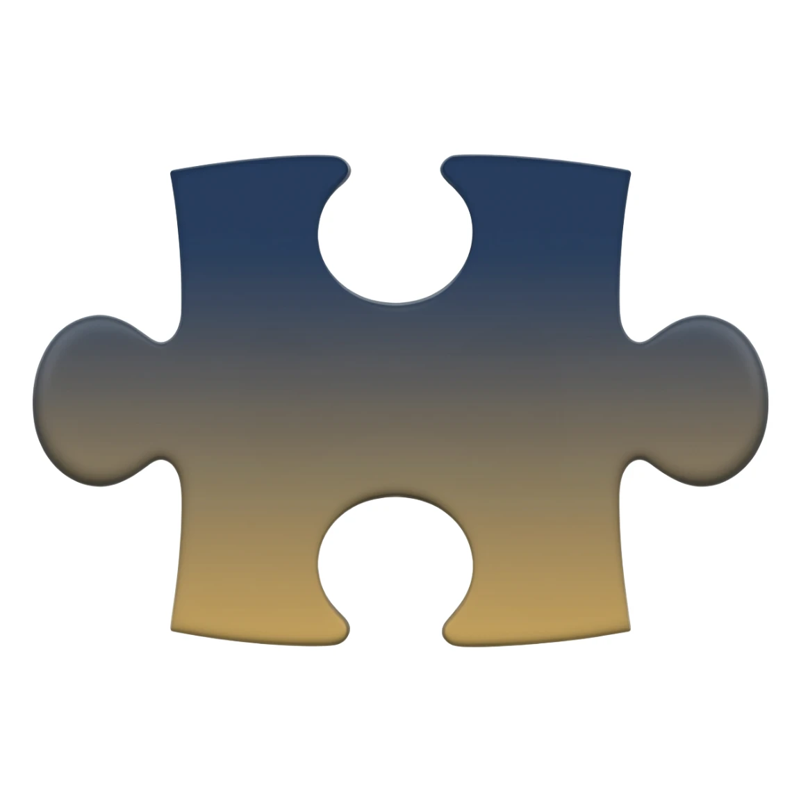 Puzzle piece emoji, primary color #11263B, subtle gradient with #E9CB76, high quality 3D style sticker