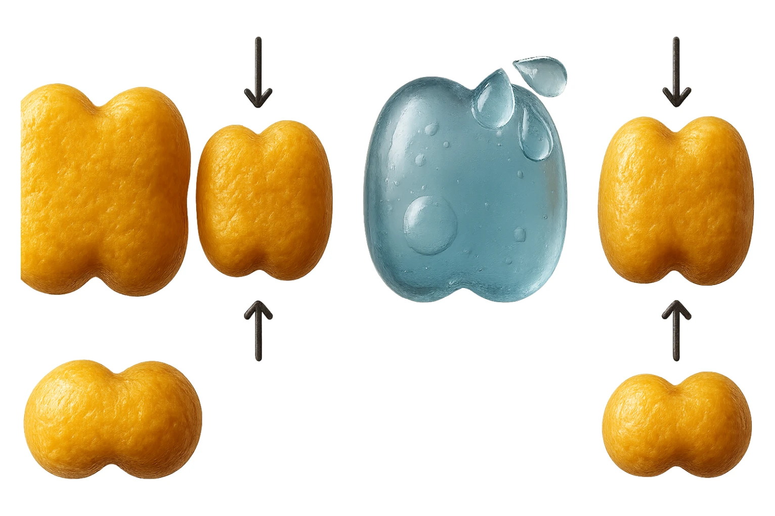 il processo di una cellula adiposa che si sgonfia, e si gonfia di acqua, falla identica all'immagine che ho allegato ma in 3d iperrealistica 4k sticker