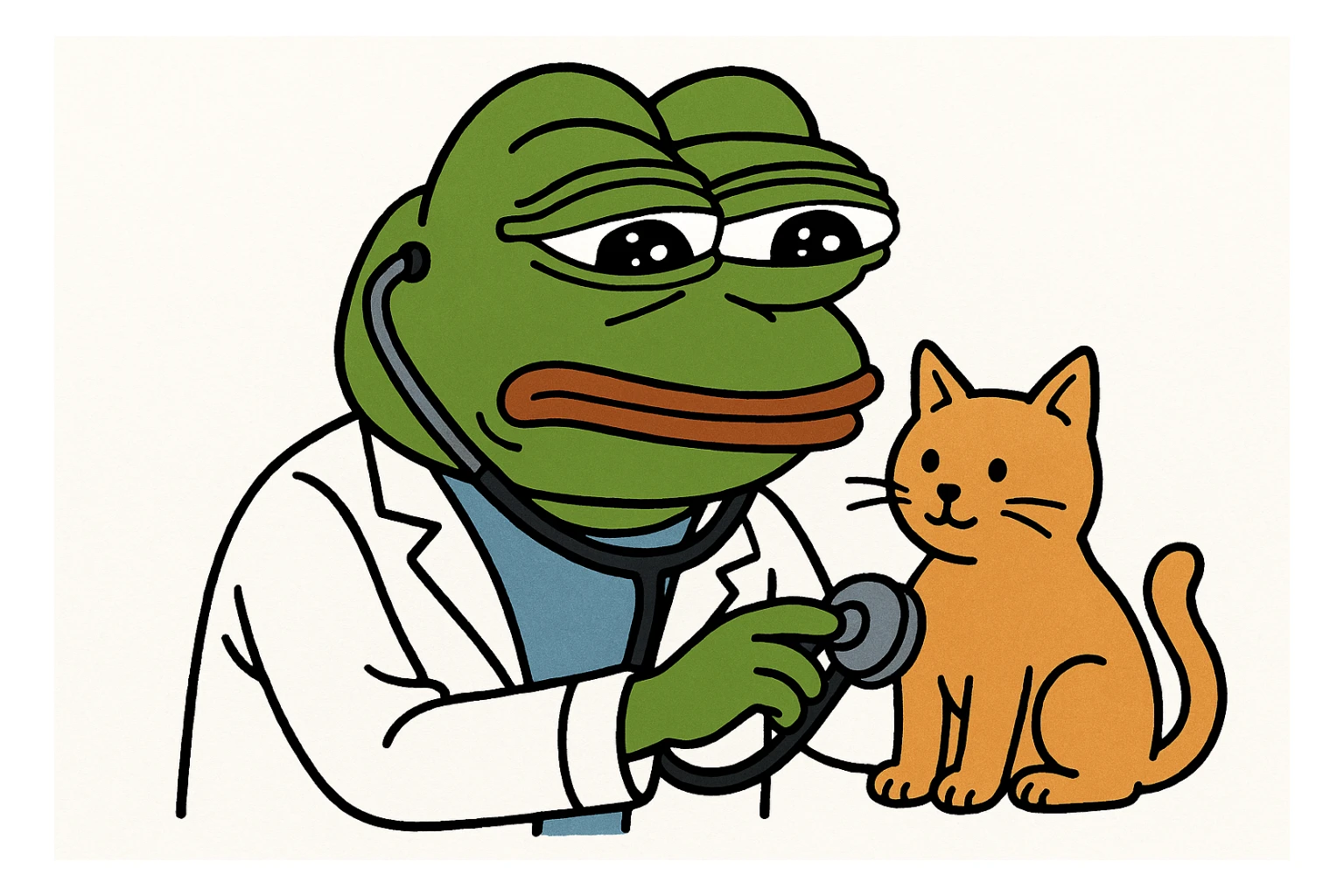 veterinarian examining a cat sticker