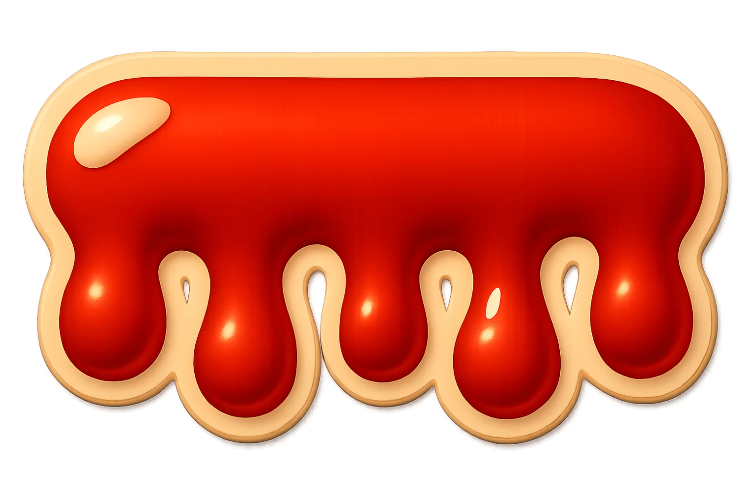 Make the overall image three times wider, filling in new short, fat, overlapping blood drips as needed to maintain the retro sticker style. Keep the transparent background. sticker