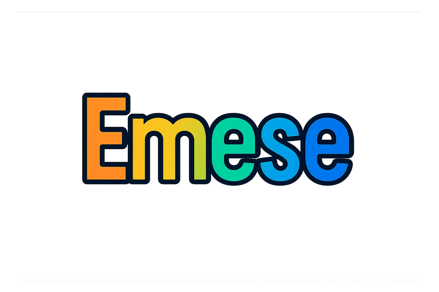 Emese name in colorful gradient modern font with dark outline, transparent background, in the style of sample images sticker