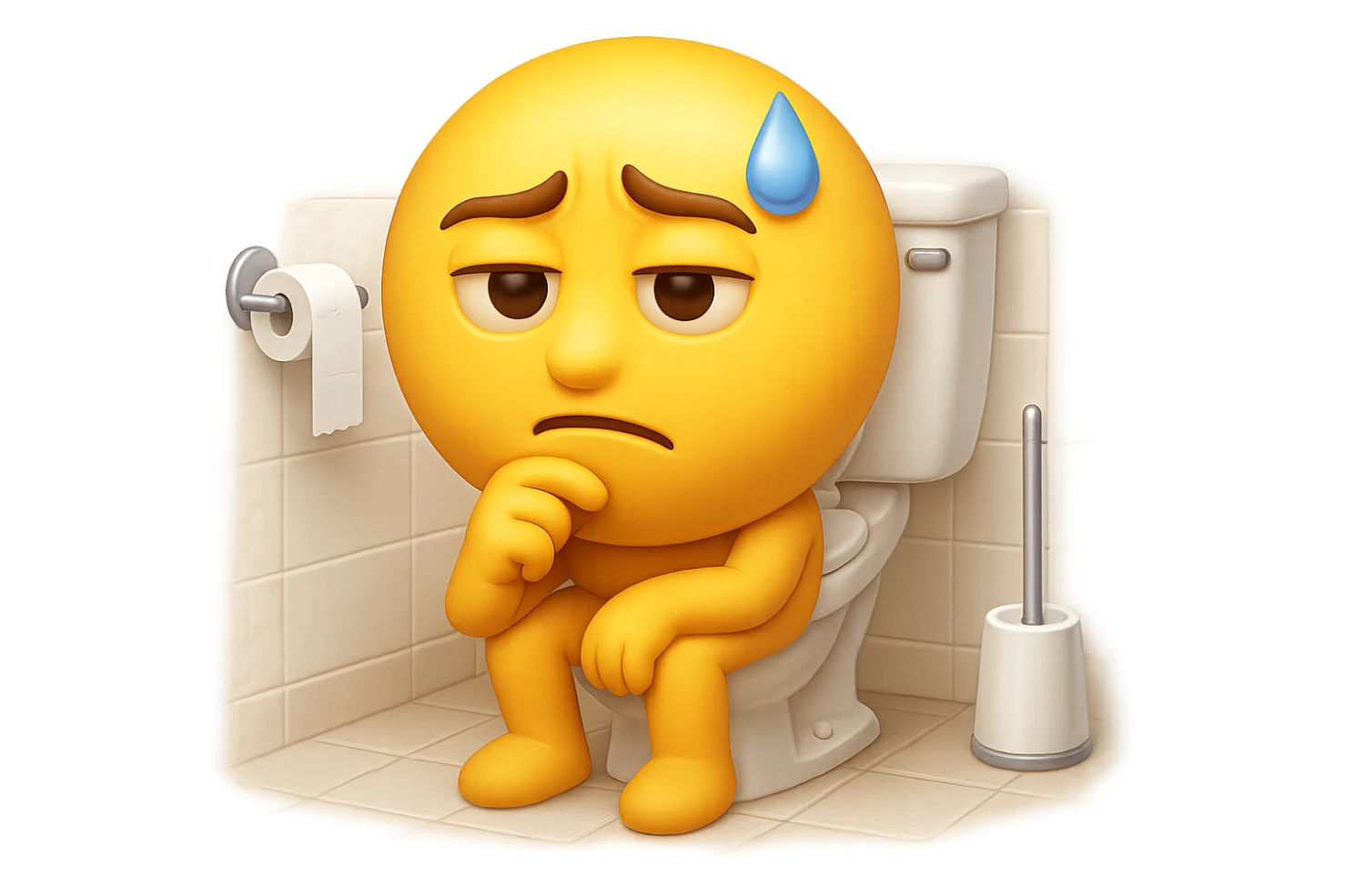 emoji stile iphone che riguarda l'argomento "stipsi/andrò al bagno oggi?", iperrealistico 4k sticker