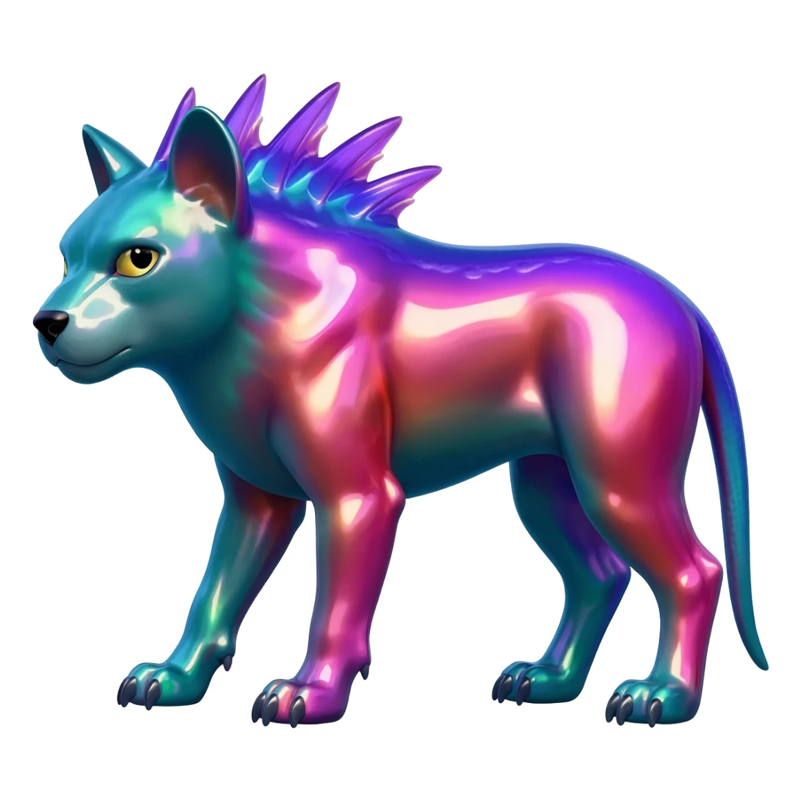 Shiny Epic Edgy Cool Colorful Vibrant Modern Vernid-Protogen-creature-animal, full body sticker