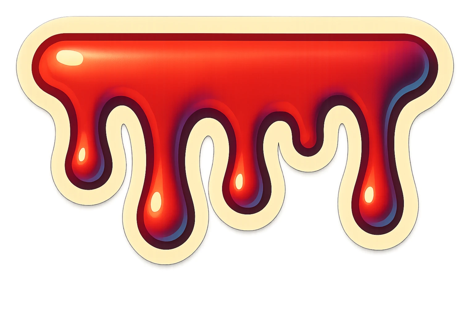 dripping blood with ultra-short drips, all drips very close to the top, retro sticker style, wide image, half original height sticker