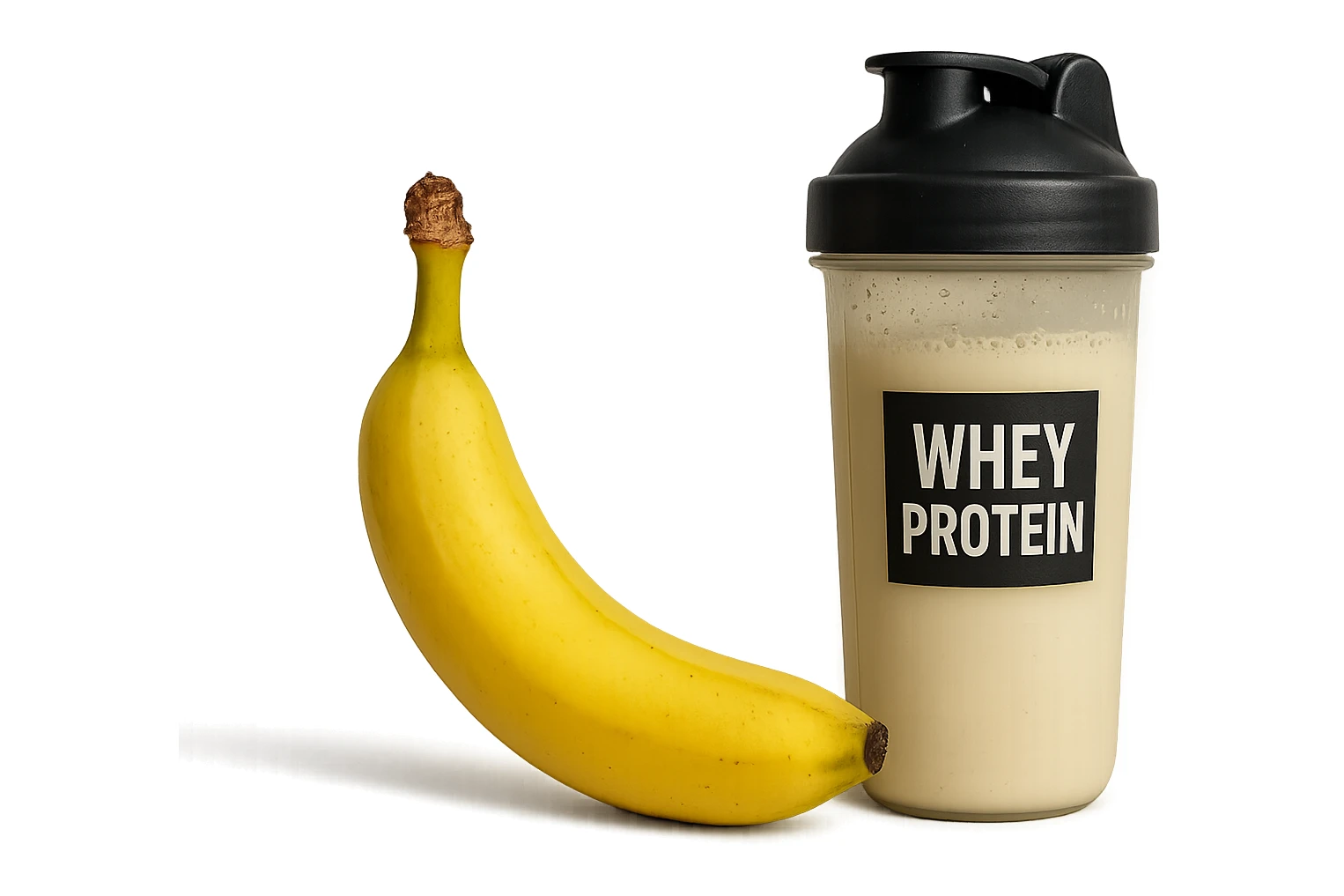 banana e shaker di whey protein
vista frontale, iperrealistico 4k sticker