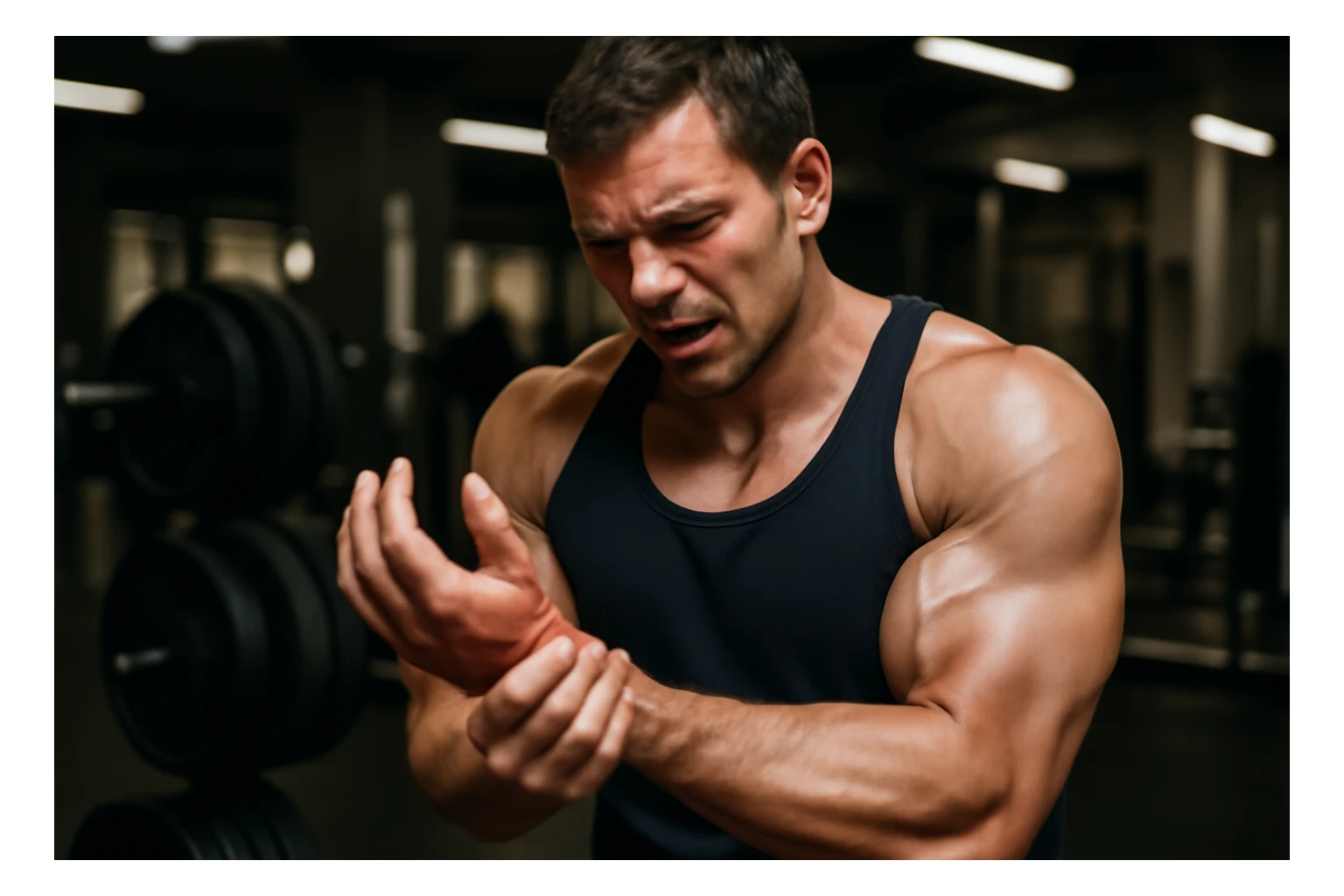 tunnel carpale dolore nel bodybuilder realistico sticker