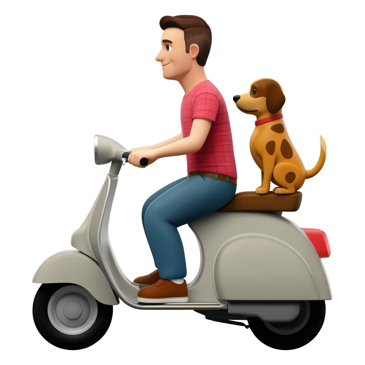 man and his pet dog riding a vespa sticker