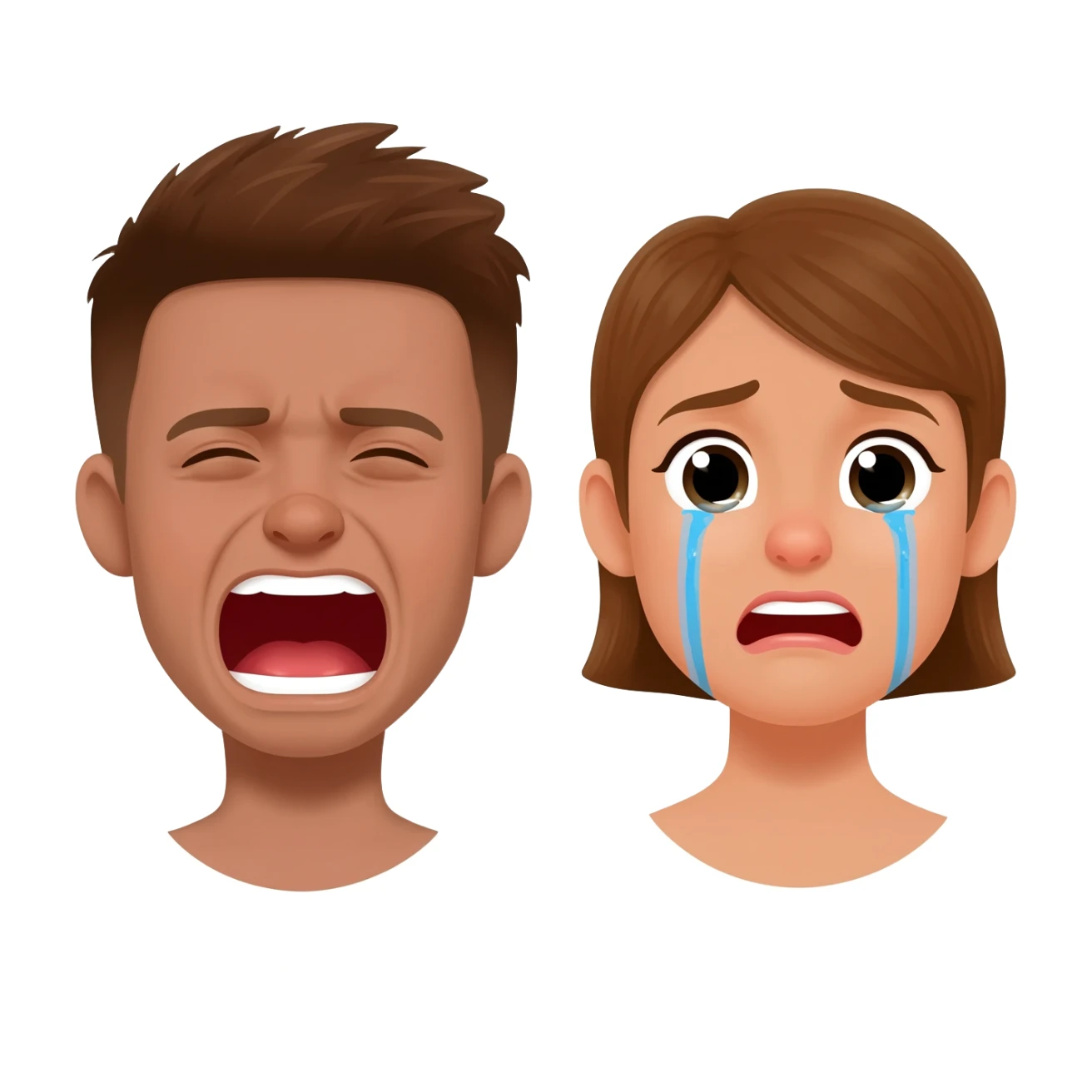 Screaming emoji + crying emoji sticker