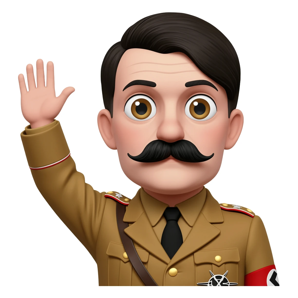 Hitler realistic small Charlie Chaplin mustache raising his hand forward and up sticker